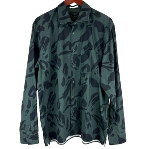 Ted Baker Karpass LS Animal Print Shirt Green Black Size 6 XXL NWOT Long Sleeve